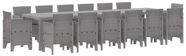 Kert étkező szett 15 pcs Világosszürke Polt rattan