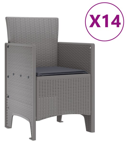 Kert étkező szett 15 pcs Világosszürke Polt rattan