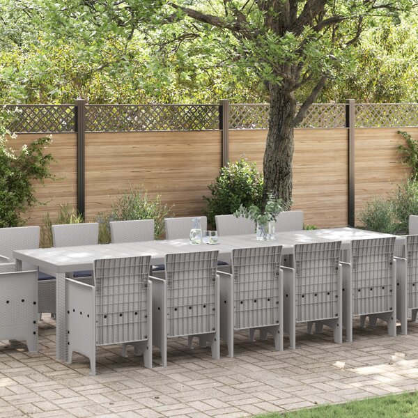 Kert étkező szett 15 pcs Világosszürke Polt rattan