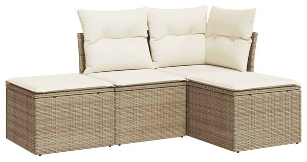 Polyrattan Kerti Ülőgarnitúra - 4 részes - Bézs