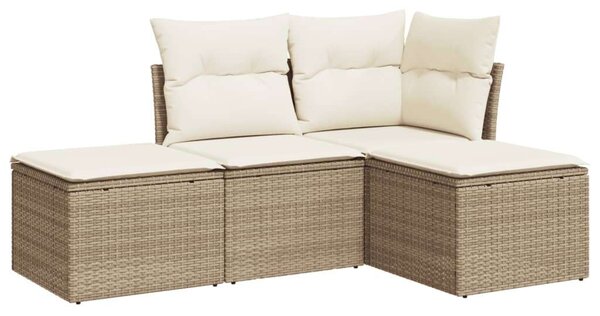 Polyrattan Kerti Ülőgarnitúra - 4 részes - Bézs