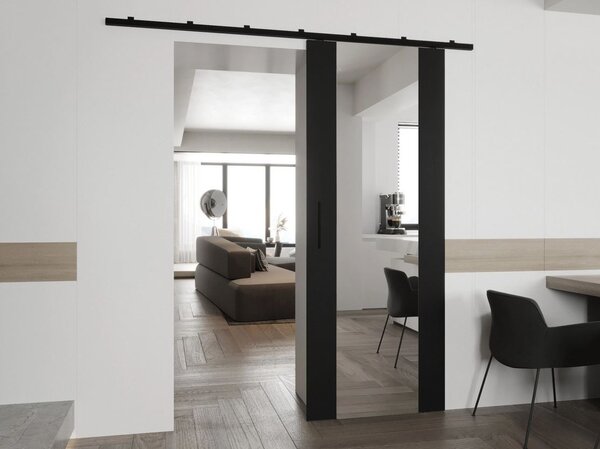 CONROE 2 belső tükrös tolóajtó - 90 cm, fekete