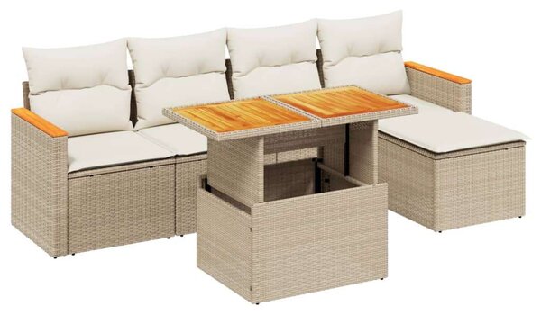 Polyrattan Kerti Ülőgarnitúra - 6 részes - Bézs