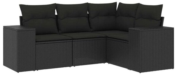 VidaXL Polyrattan Kerti Ülőgarnitúra - 4 részes - Fekete