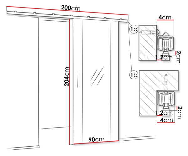 CONROE 2 belső tükrös tolóajtó - 90 cm, kasmír