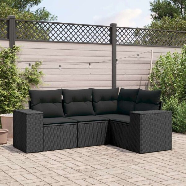 VidaXL Polyrattan Kerti Ülőgarnitúra - 4 részes - Fekete