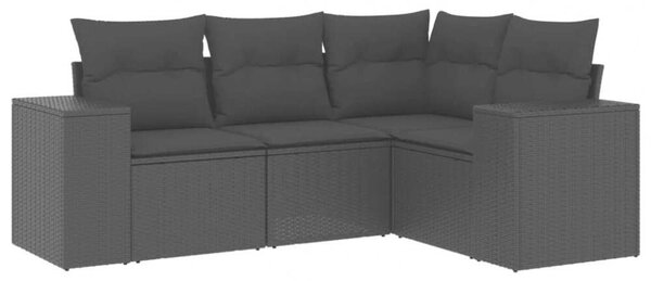 VidaXL Polyrattan Kerti Ülőgarnitúra - 4 részes - Fekete