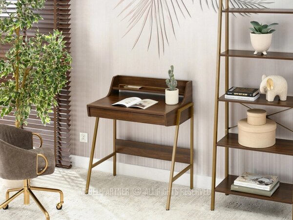 Minimalista íróasztal RENO - dió / arany