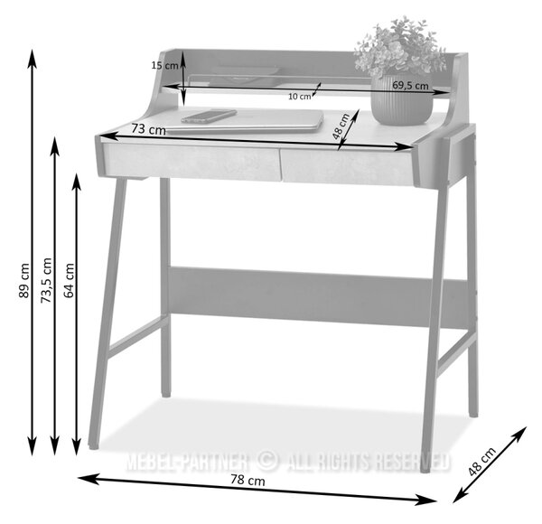 Minimalista íróasztal RENO - dió / arany