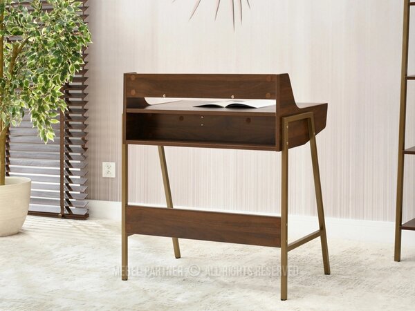 Minimalista íróasztal RENO - dió / arany