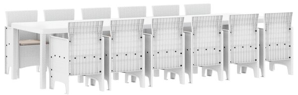 Kert étkező szett 13 pcs Fehér Polt rattan