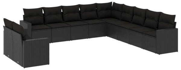 VidaXL Polyrattan Kerti Ülőgarnitúra - 11 részes - Fekete