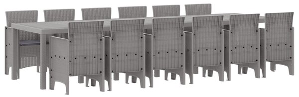 Kert étkező szett 13 pcs Világosszürke Polt rattan