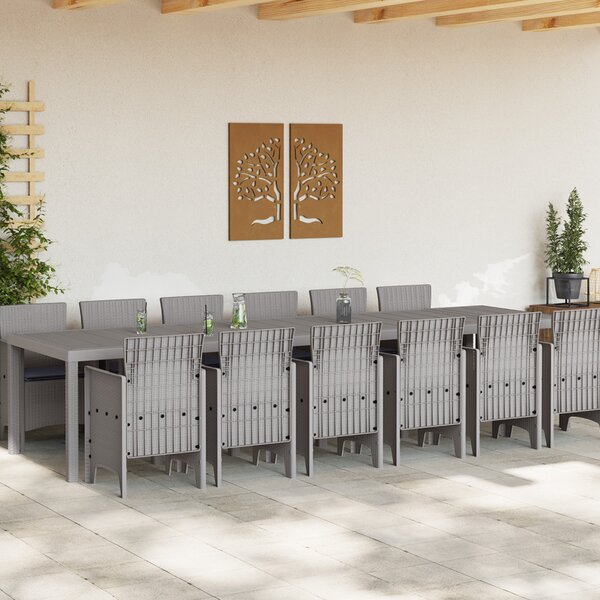 Kert étkező szett 13 pcs Világosszürke Polt rattan