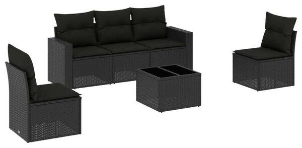 VidaXL Polyrattan Kerti Ülőgarnitúra - 6 részes - Fekete