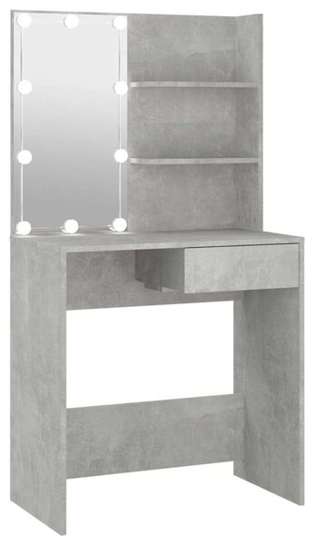 VidaXL LED-es Sminkasztal - Beton Szürke - 74,5x40x141cm