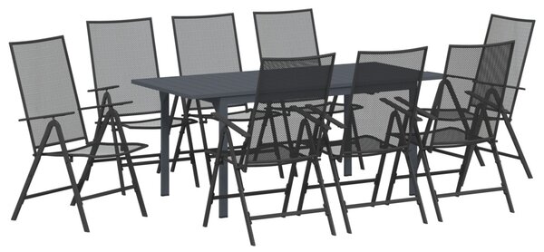 Kert étkező szett 9 pcs Antracit Porfestett acél