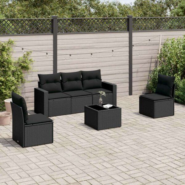 VidaXL Polyrattan Kerti Ülőgarnitúra - 6 részes - Fekete
