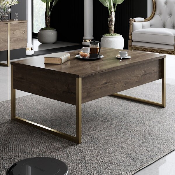Hanah Home Coffee Table Walnut Gold Luxe - dió, arany