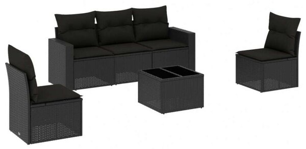 VidaXL Polyrattan Kerti Ülőgarnitúra - 6 részes - Fekete
