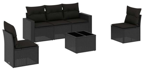 VidaXL Polyrattan Kerti Ülőgarnitúra - 6 részes - Fekete
