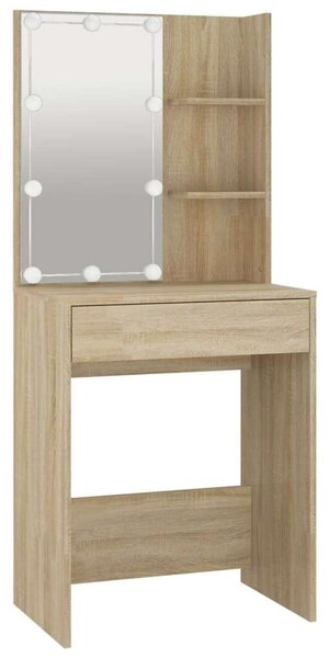 LED-es Sminkasztal - Sonoma Tölgy - 60x40x140 cm