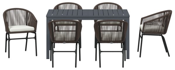 Kert étkező szett 7 pcs Barna polirattan