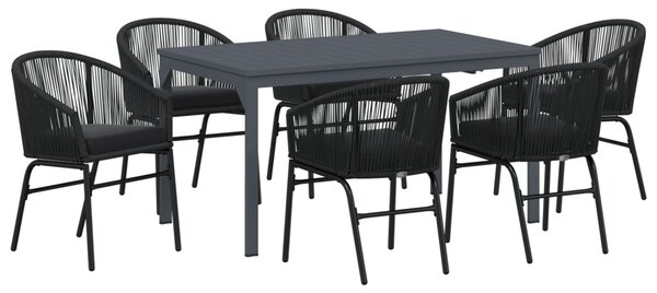 Kert étkező szett 7 pcs Fekete polirattan