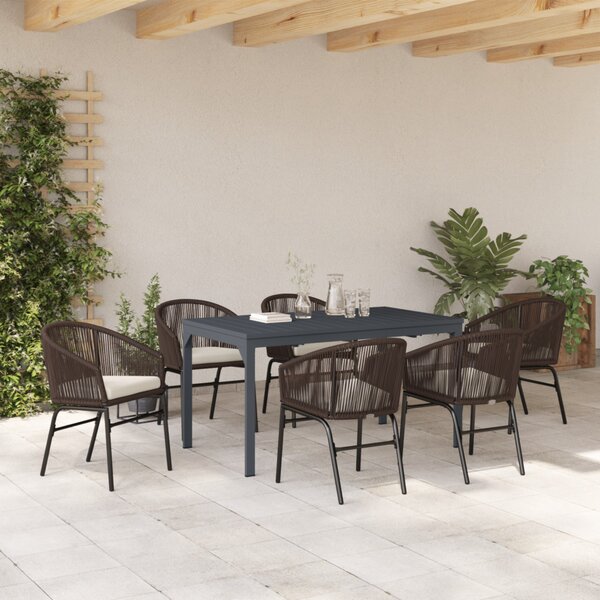 Kert étkező szett 7 pcs Barna polirattan