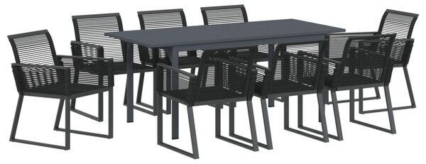Kert étkező szett 9 pcs Fekete polirattan