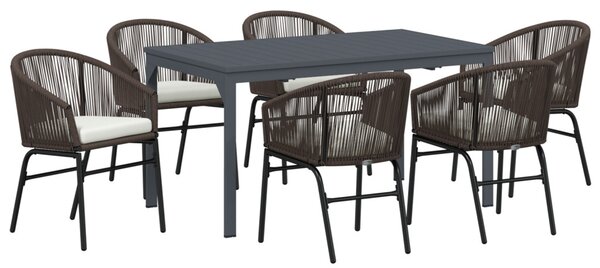 Kert étkező szett 7 pcs Barna polirattan