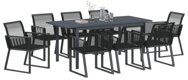 Kert étkező szett 9 pcs Fekete polirattan