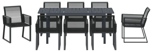 Kert étkező szett 9 pcs Fekete polirattan