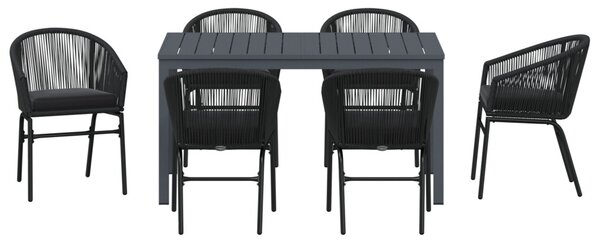 Kert étkező szett 7 pcs Fekete polirattan