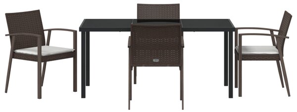 Kert étkező szett 5 pcs Barna és fekete PE Rattan
