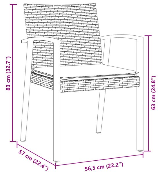 Kert étkező szett 5 pcs Barna és fekete PE Rattan