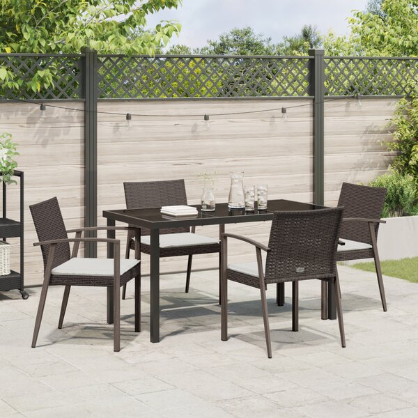 Kert étkező szett 5 pcs Barna és fekete PE Rattan