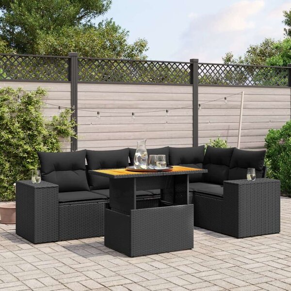 VidaXL Polyrattan Kerti Ülőgarnitúra - 6 részes - Fekete