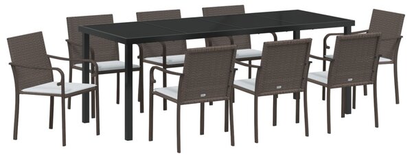 Kert étkező szett 9 pcs Barna és fekete PE Rattan
