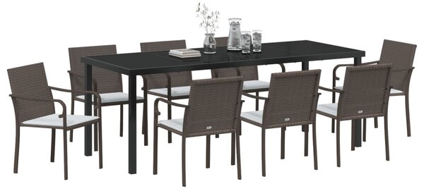 Kert étkező szett 9 pcs Barna és fekete PE Rattan