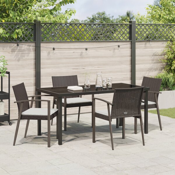 Kert étkező szett 5 pcs Barna és fekete PE Rattan