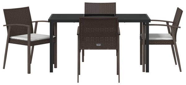 Kert étkező szett 5 pcs Barna és fekete PE Rattan