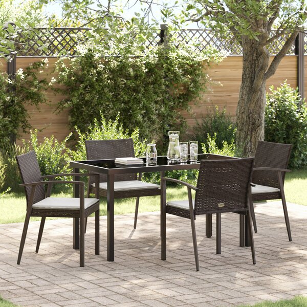 Kert étkező szett 5 pcs Barna és fekete PE Rattan