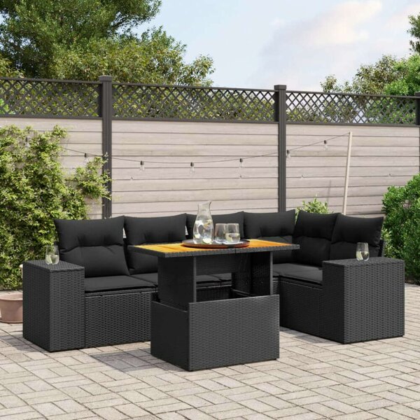VidaXL Polyrattan Kerti Ülőgarnitúra - 6 részes - Fekete