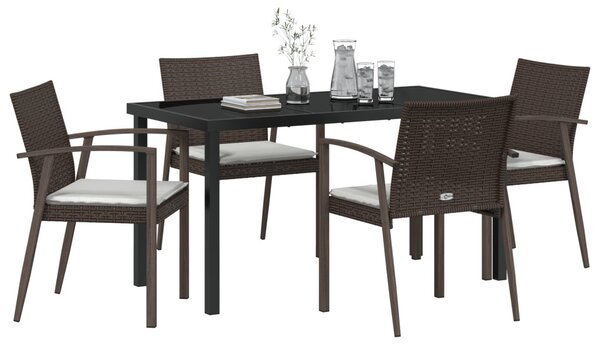 Kert étkező szett 5 pcs Barna és fekete PE Rattan