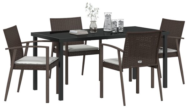Kert étkező szett 5 pcs Barna és fekete PE Rattan