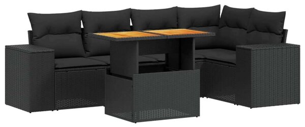 VidaXL Polyrattan Kerti Ülőgarnitúra - 6 részes - Fekete