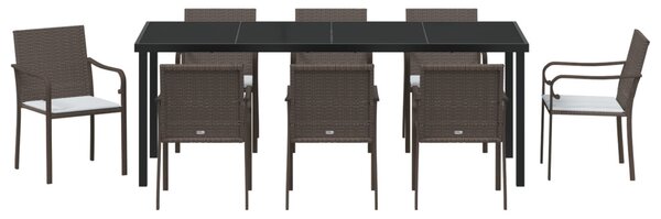 Kert étkező szett 9 pcs Barna és fekete PE Rattan