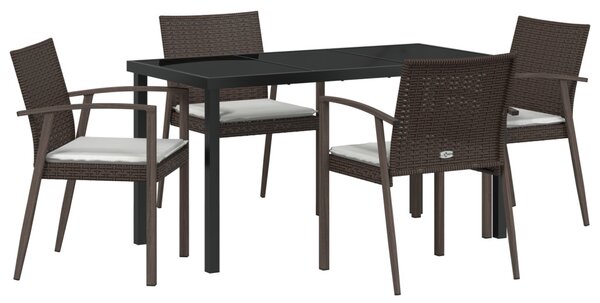 Kert étkező szett 5 pcs Barna és fekete PE Rattan