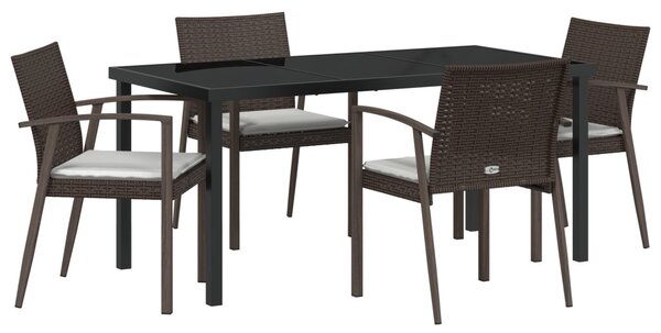 Kert étkező szett 5 pcs Barna és fekete PE Rattan